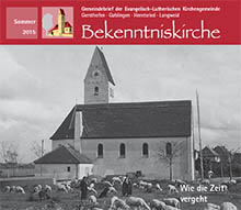 Titelbild Gemeindebrief Sommer 2015 Baufertigstellung der Kirche 1935 im Schafherde vor der Kirche Titelbild Gemeindebrief Sommer 2015