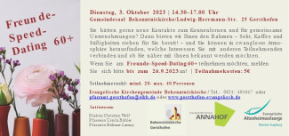 Datum, Uhrzeit, Ort Freunde-Speed-Dating 60+